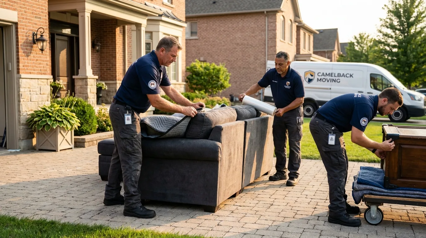 Large estate moving crew wrapping furniture in Pittston, PA