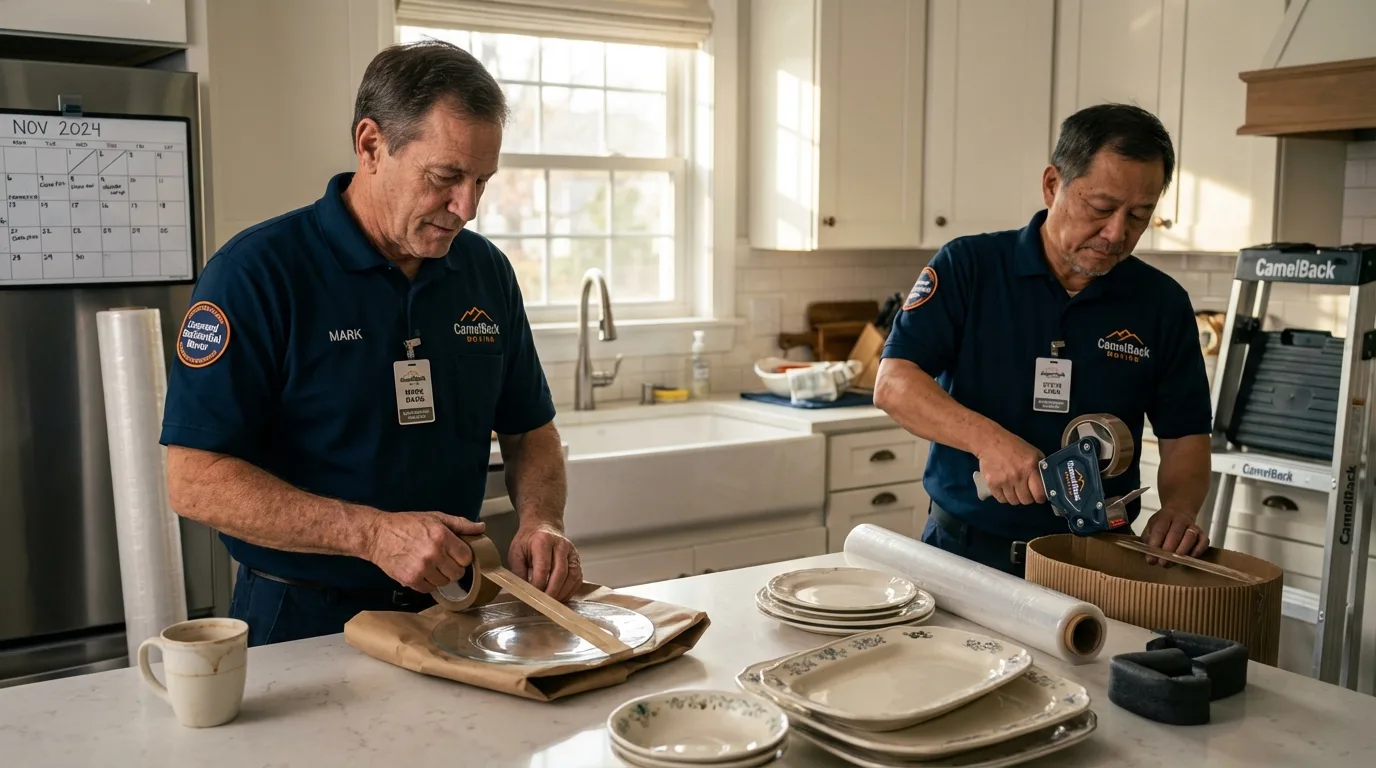 Professional crew packing kitchen dishware in Pittston, PA